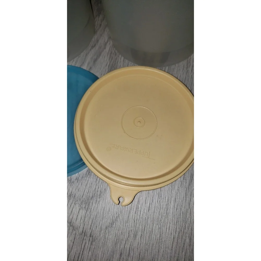 Vintage Tupperware Wonderlier Bowls Set of 2 Small Translucent Blue Yellow Lids